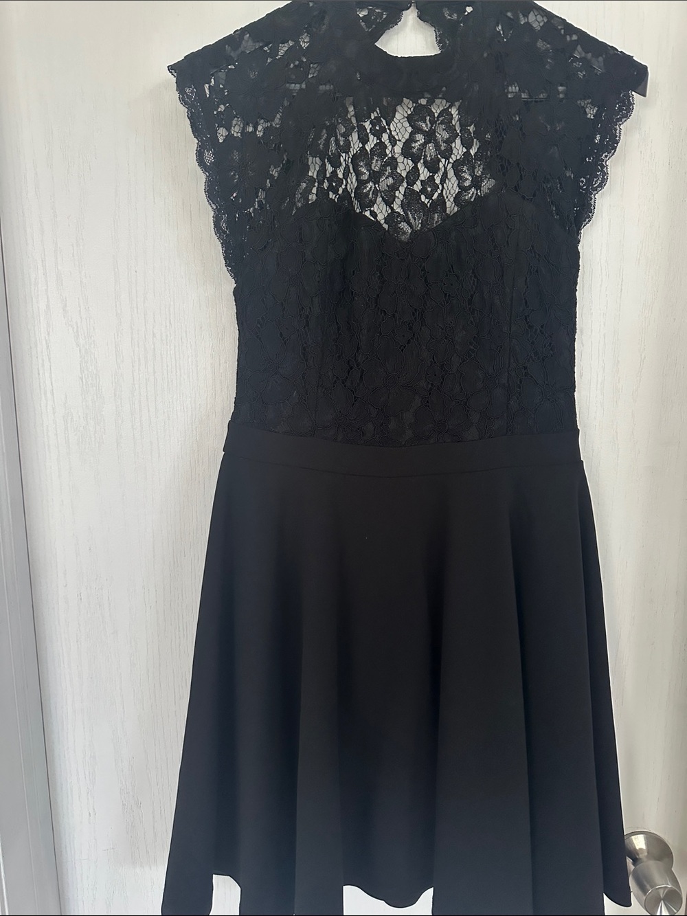 Francesca's Black Lace Fit & Flare Mini Dress - Medium